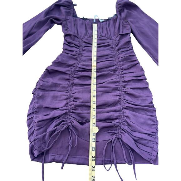 ASTR The Label Mardi Long Sleeve Ruched Mini Dress in Eggplant Purple - Small - Picture 11 of 15